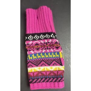 Pink Alpaca Fingerless Gloves – Beautiful Peruvian Design NEW